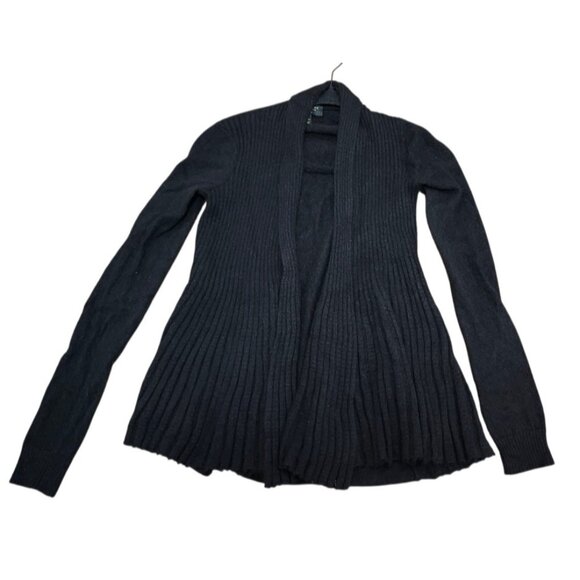 Cashmere Charter Club Luxury Pleated Open-Front Cardigan (Deep Black, XS) - Picture 2 of 12